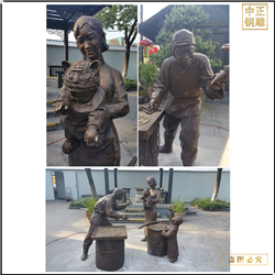 室外园林女子抱孩子铜雕塑 