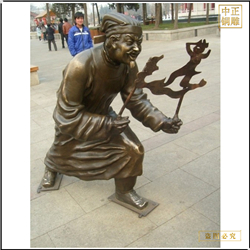室外皮影戏铜像 