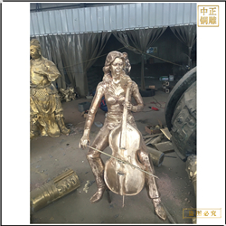 拉琴人物雕塑铸造 