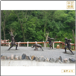 园林马坝人捕猎铜雕塑 