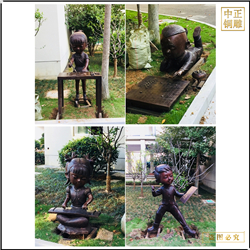 各种公园小孩铜雕塑 