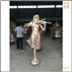 小提琴人物铜雕塑铸造 
