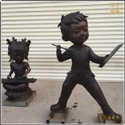 小男孩小女孩铜雕塑 