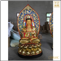 铸铜西方三圣铜佛像 