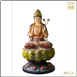 彩绘手拿柳枝铜观音像