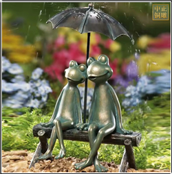 青蛙打伞园林景观雕塑 