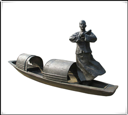 古代划船雕塑|划船铜雕塑